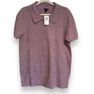 Womens NWT Torrid Knit Preppy Polo Style Purple Short Sleeve Top Size 0/12